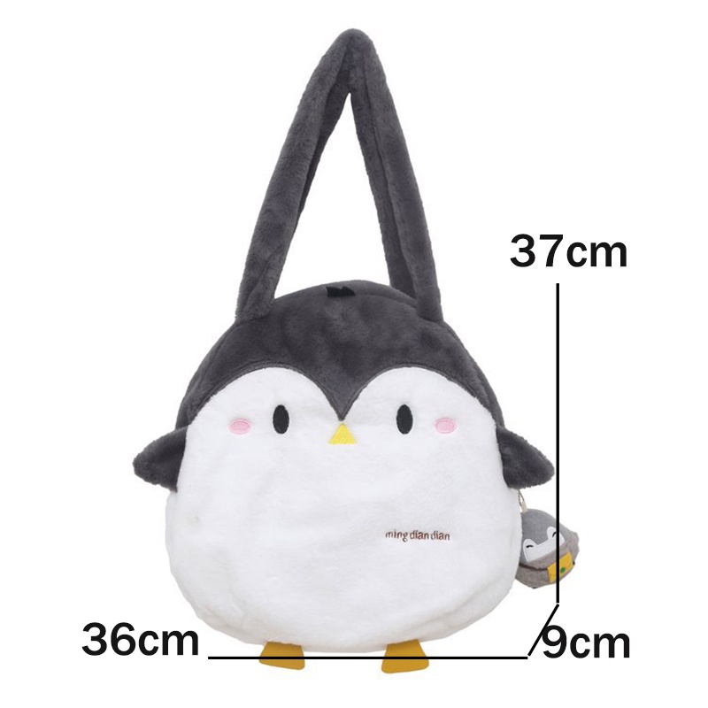 MOUSOON  Dễ Thương Túi tote Đeo Vai Cỡ Lớn Hình Chim Cánh Cụt Nhồi Bông Đáng Yêu