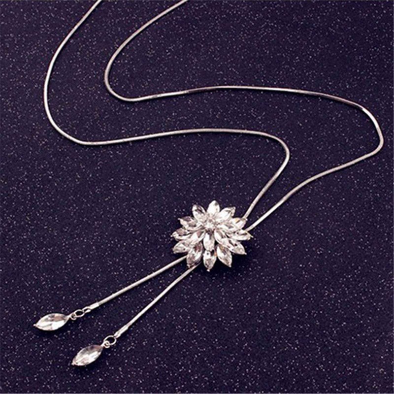 Vòng cổ Dài Mặt Bông Tuyết Đính Đá zircon