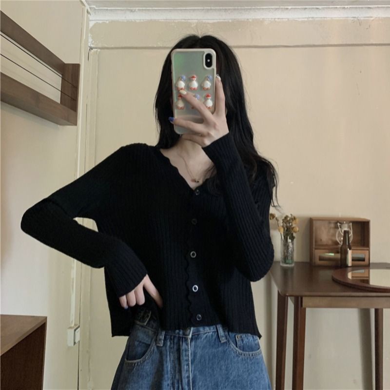 Áo Khoác cardigan Cổ Chữ v Tay Dài Phong Cách Thời Trang Mùa Thu Mới Cho Nữ
