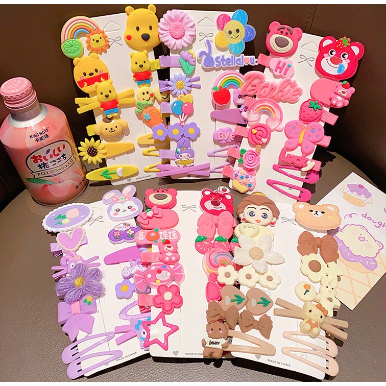 Set kẹp tóc 14 món nhiều chi tiết hoạt hình cho bé gái siêu cute, bộ kẹp tóc bé gái dễ thương