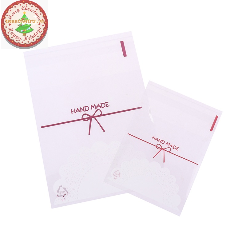 Tri Set 100 Túi Nhựa Đựng Bánh Kẹo 7 * 10cm / 10 * 14cm Hình Nơ Xinh Xắn