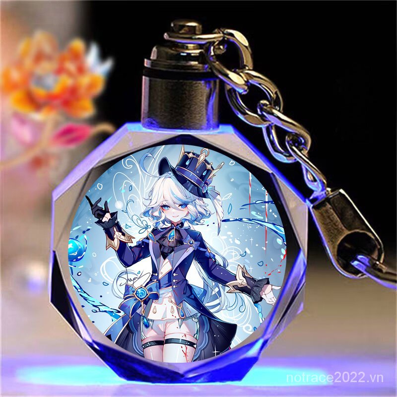 ★Genshin Impact★Móc Khóa Pha Lê Phát Sáng Nhiều Màu Sắc Cho Ba Lô furina & focalors & hutao