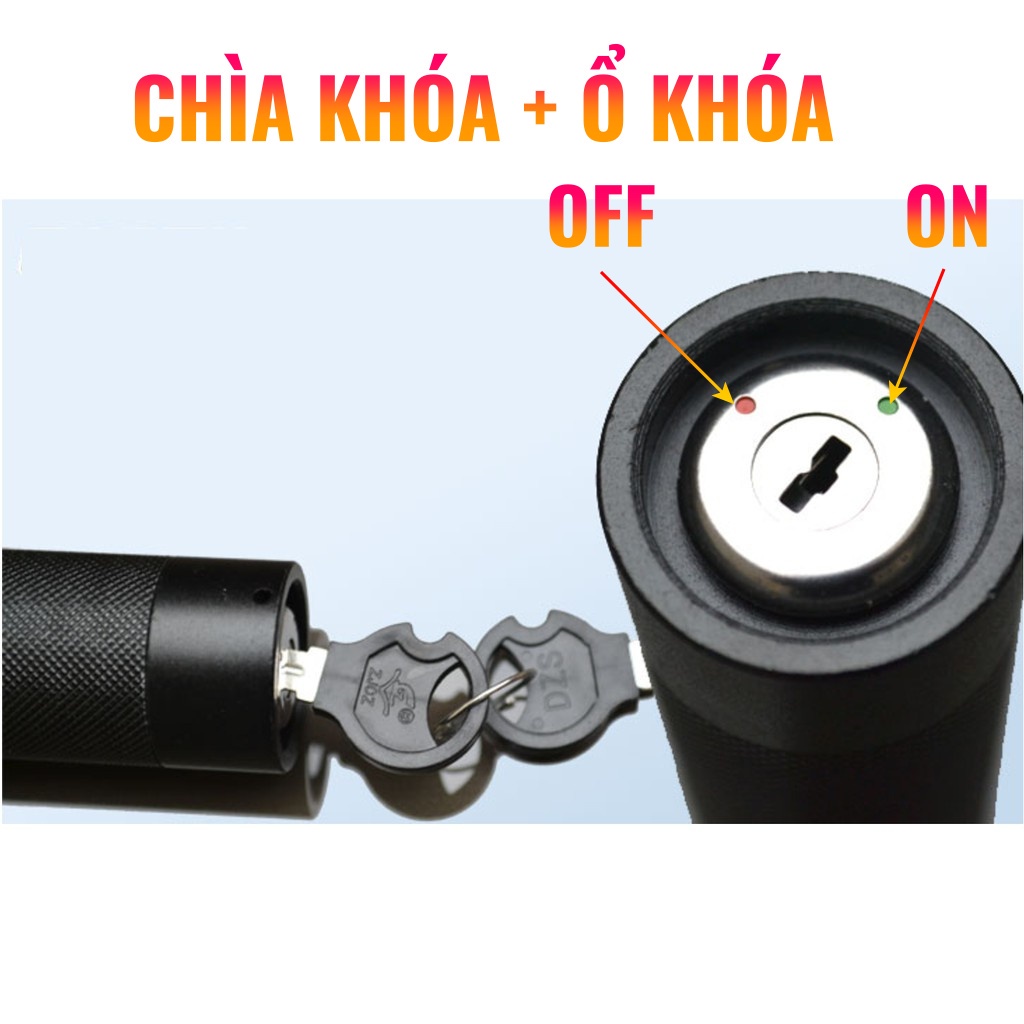 Đèn pin mini laser 303 tia sáng xanh siêu sáng, đèn laser siêu mạnh cao cấp gồm pin, sạc và khóa bút trình chiếu lazer