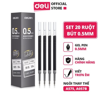 Combo 20 ruột ngòi gốc bút gel S221 Deli 0.5mm cho bút bi nước A575 không gai viết trơn tru học sinh Văn phòng