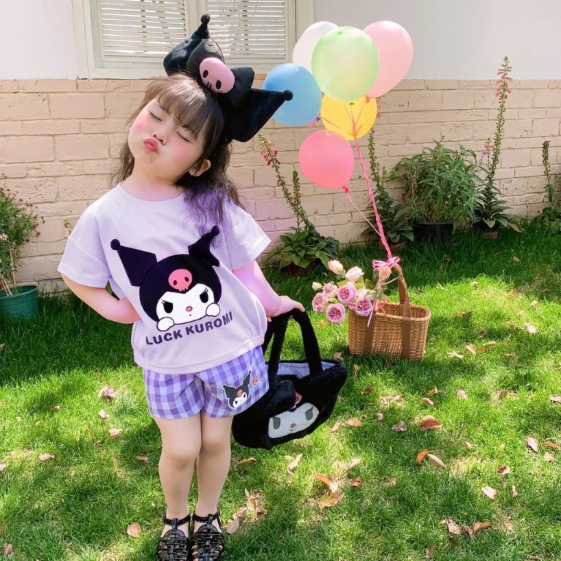 Set Áo Thun Tay Ngắn & Quần short 100% cotton In Họa Tiết Hoạt Hình Thời Trang Mùa Hè 2023 Cho Bé Gái