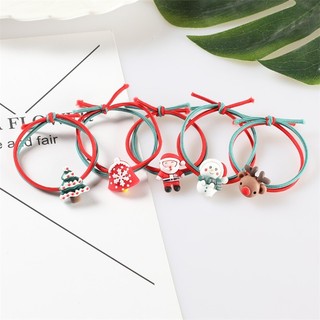 Dễ thương dây cột tóc co giãn cao phong cách giáng sinh đáng yêu dành cho bé gái