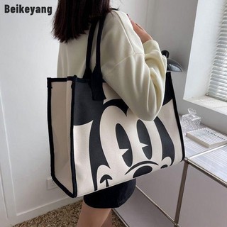 Beikeyang Túi Xách canvas Cỡ Lớn In Họa Tiết Hoạt Hình Phong Cách Hàn Quốc Thời Trang Cho Nữ