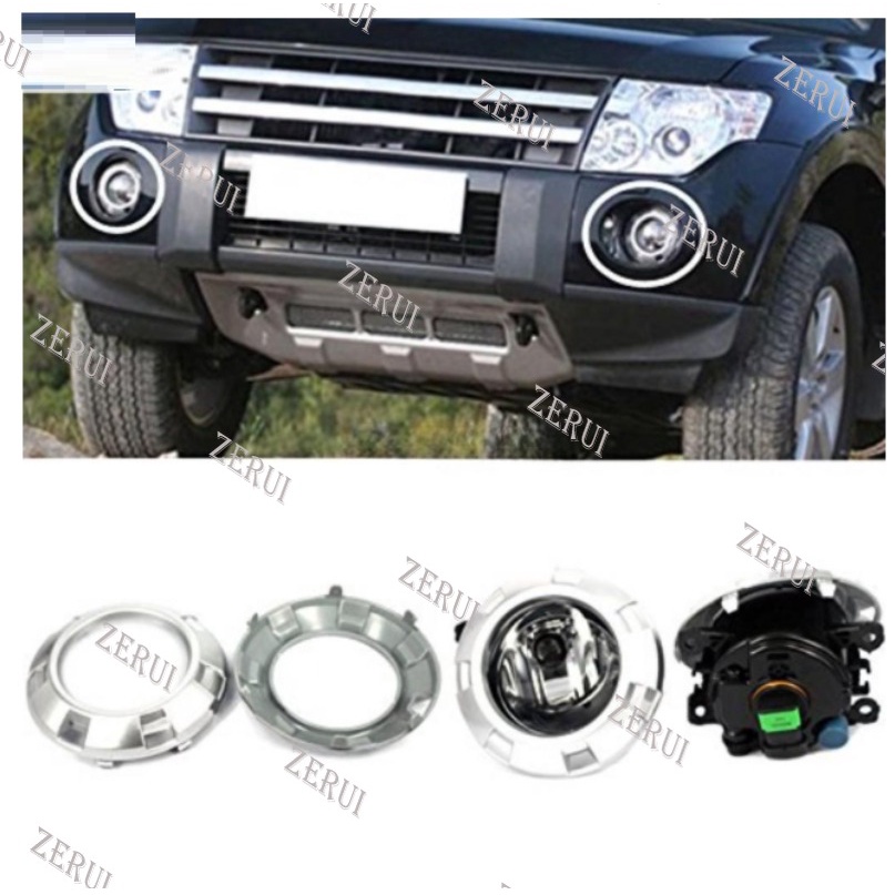Zr Cho 2 Chiếc Phía Trước Sương Mù Đèn Bạc Chrome Bao Khung Dành Cho Mitsubishi Pajero Montero Pajer