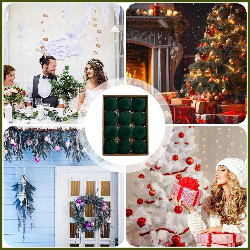 Set 12 Quả Châu Trang Trí Cây Thông Noel