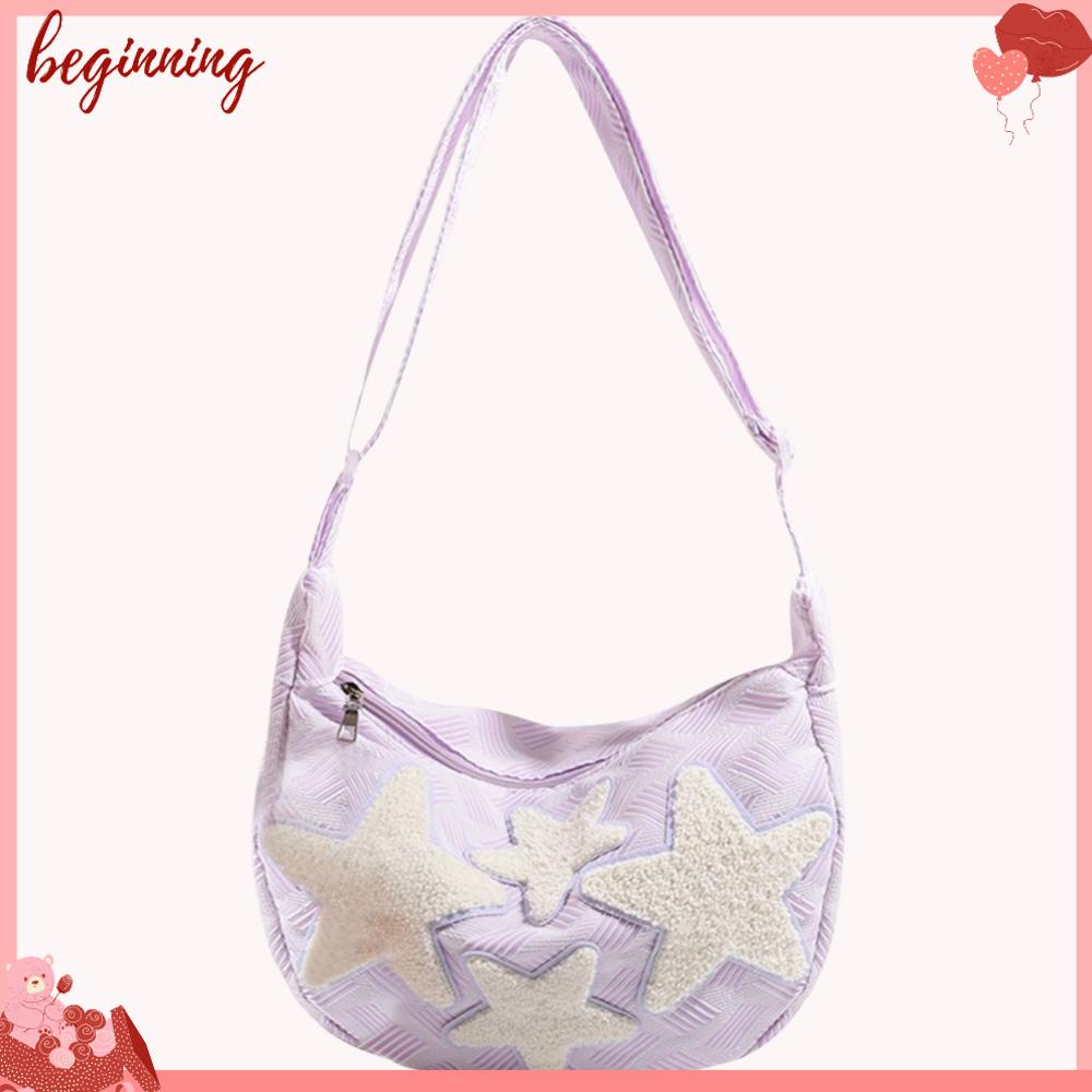 ✿ Miếng Dán Trang Trí Khởi Động Xe Hơi ✿ Túi Đeo Chéo canvas Sức Chứa Lớn Thêu Họa Tiết Trăng Sao Dễ Thương Phong Cách Đường Phố