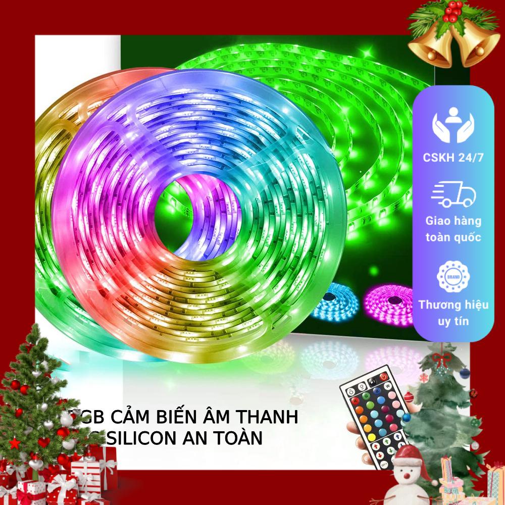 Dây đèn led đuổi decor phòng nhiều kích thước, đèn led RGB bọc silicon cảm biến âm thanh có điều khiển thông minh