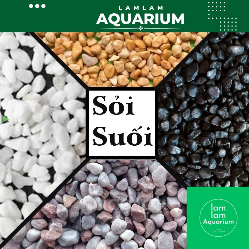 sỏi tự nhiên 4 màu trắng,đen,hồng phấn,vàng ( túi 1000gram)