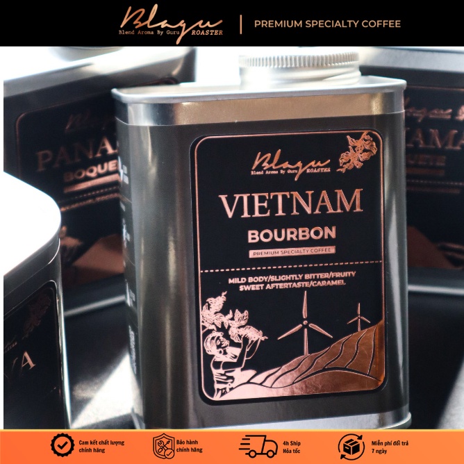 Cà phê Blagu hạt đã rang, Bourbon Cầu Đất | Dòng Cà Phê Đặc Sản | 100% Arabica - Bourbon | Medium 250g