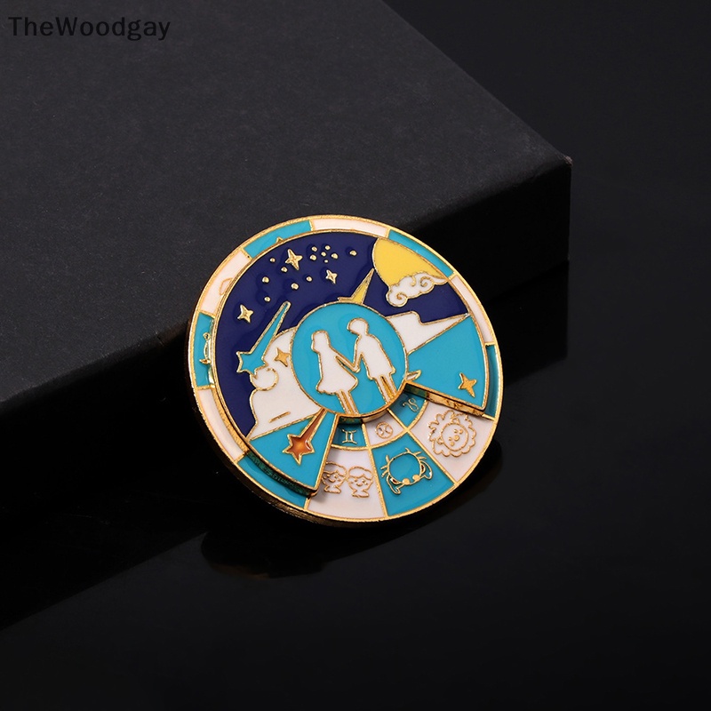 Ghim Cài Áo Bằng Kim Loại Hình Cung Hoàng Đạo Hai Lần Có Thể Xoay Được Dành Cho Cặp Đôi