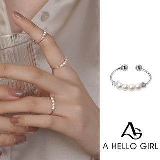 A hello girl Nhẫn Hở Đính Ngọc Trai Đơn Giản Phong Cách retro Thời Trang Cho Nữ