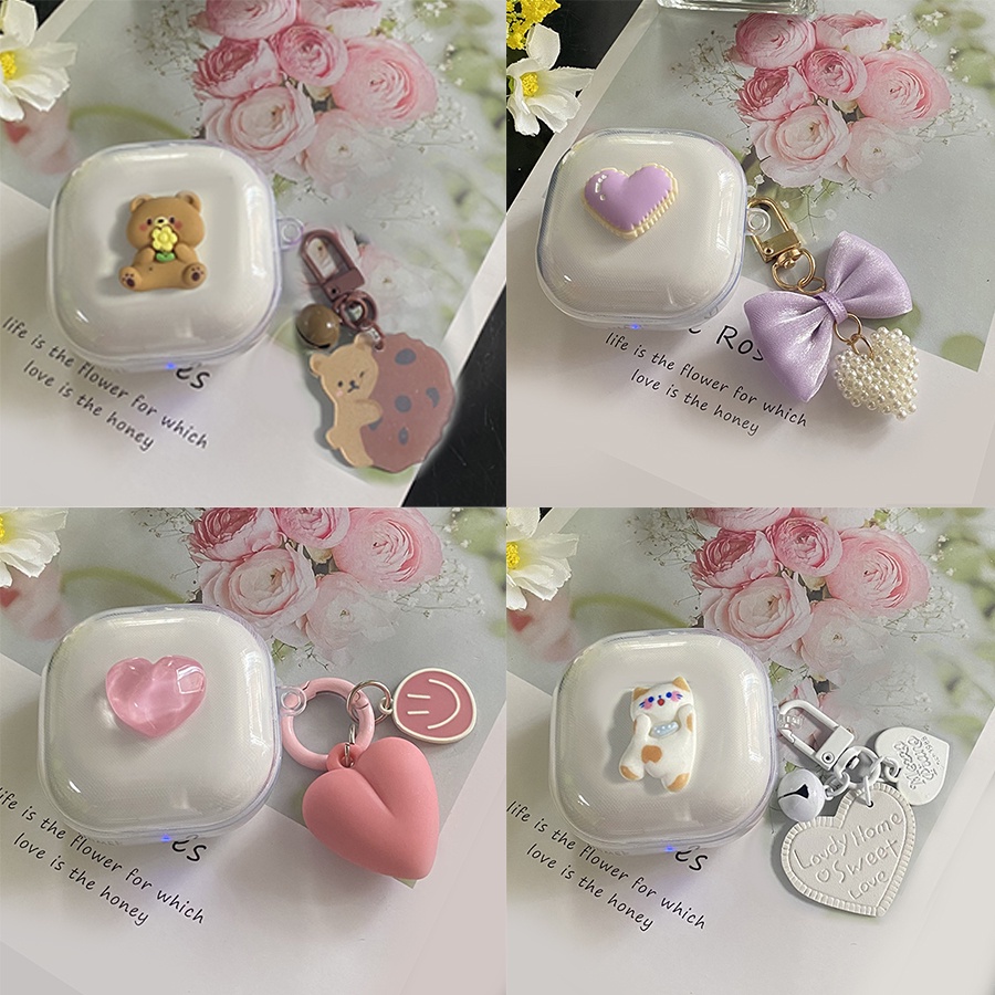 Baseus Vỏ Bảo Vệ Hộp Sạc Tai Nghe wm02 / wm02plus wm02 Bằng Silicon Trong Suốt Họa Tiết Gấu / Hoa Dễ