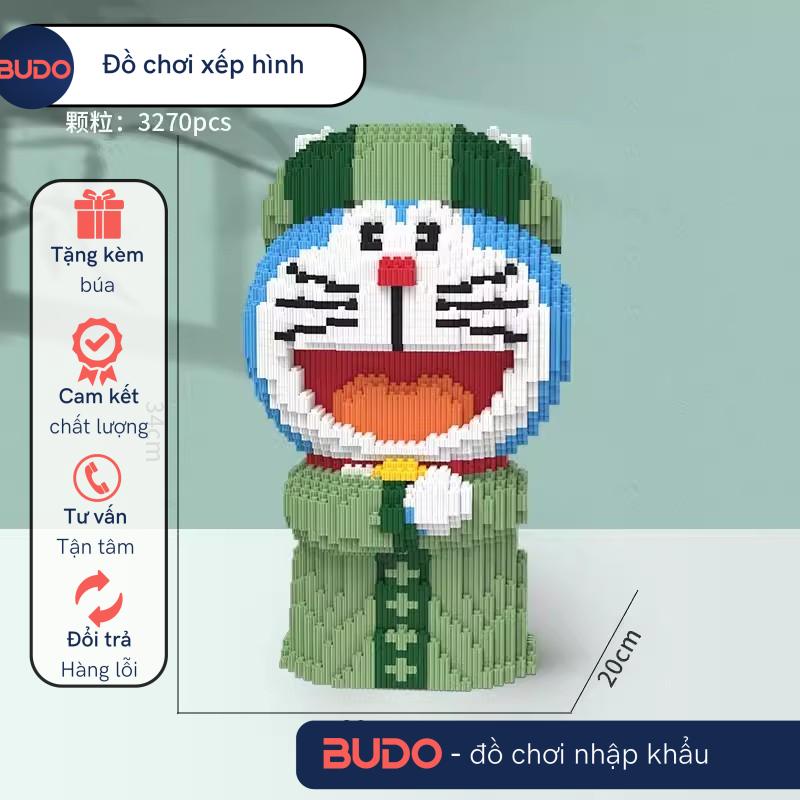 Đồ Chơi Lắp Ráp Mô Hình Doraemon Doremon Dubai ai cập ấn độ trùm khăn đeo mũ xanh lá Lego 34cm 40cm Cỡ Lớn