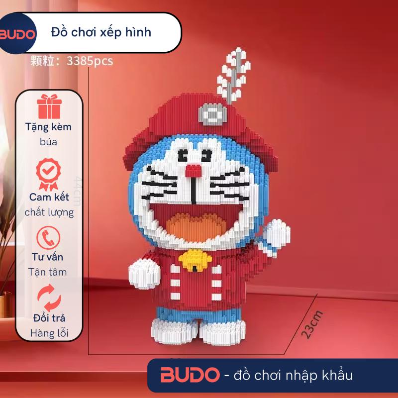 Đồ Chơi Lắp Ráp Mô Hình Doraemon Doremon Thủy thủ thuyền trưởng đỏ 44cm 40cm Cỡ Lớn lê gỗ