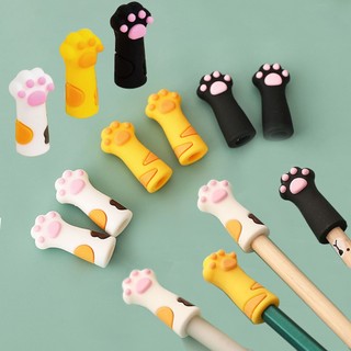 Set 3 Nắp Đậy Bút Chì Bằng Silicon Hình Mèo Dễ Thương