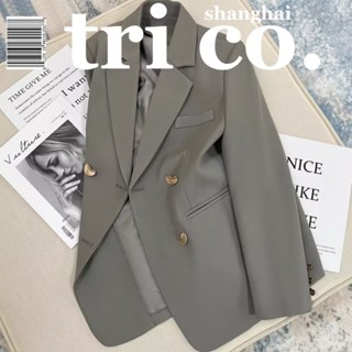 Áo Khoác blazer Dáng Rộng Cài Nút Kim Loại Phong Cách Anh Quốc Thời Trang Xuân Thu 2024 Cho Nữ