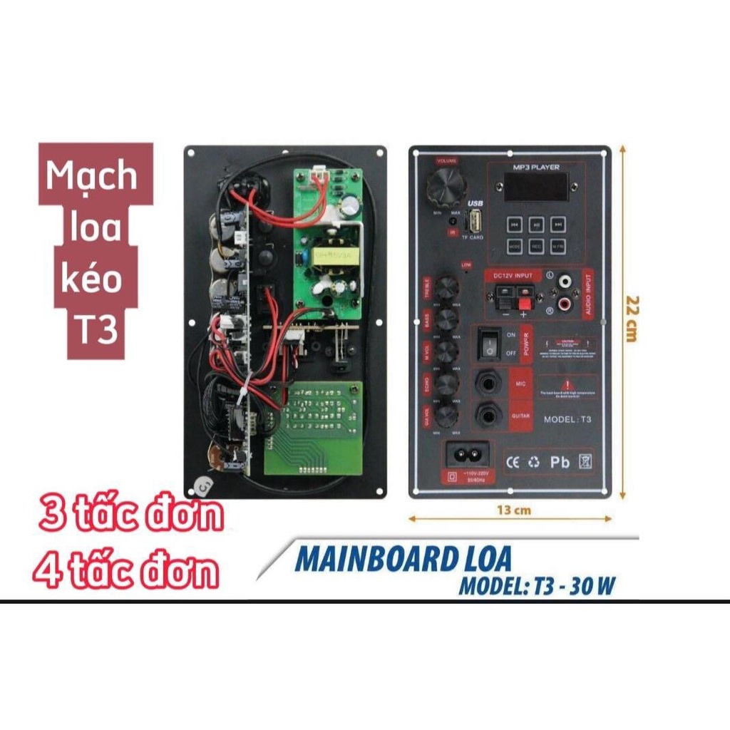 Mạch loa kéo T3 dành cho loa 3 tấc, 4 tấc đơn