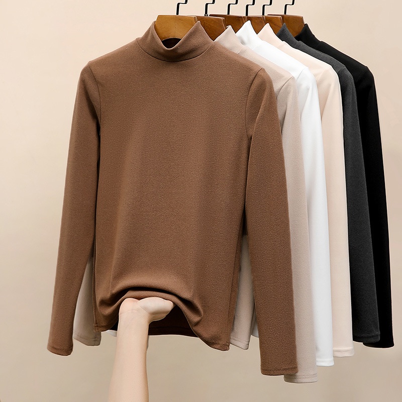 Hàng Có Sẵn Áo Nhung Hai Mặt Cổ Lọ Tự Sưởi Ấm Thoải Mái Mùa Thu Đông M-4xl