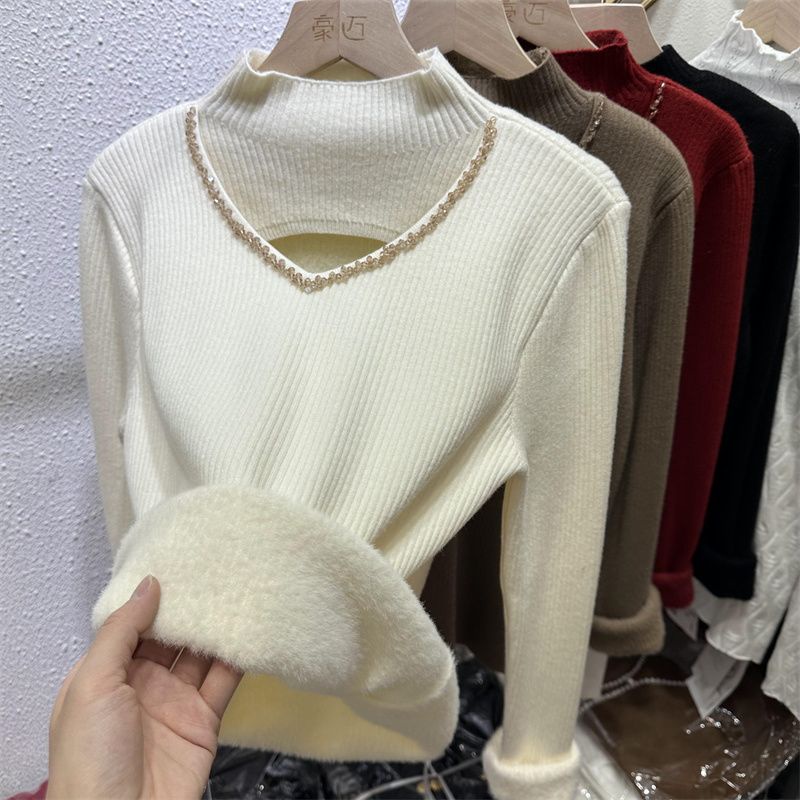 Áo Dệt Kim Tay Dài Cổ Lọ Màu Sắc Thanh Lịch Dành Cho Nữ