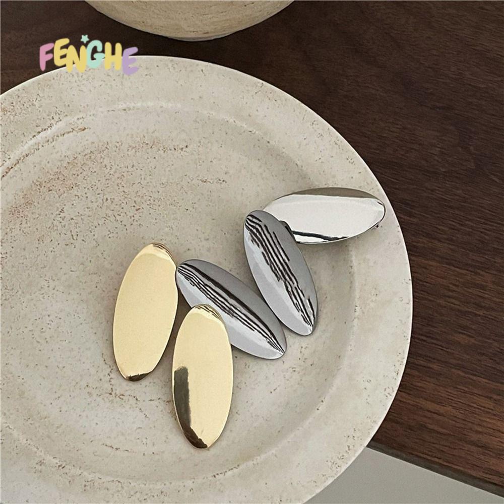 Kẹp Tóc Dạng Elip Bằng Kim Loại Trơn Mịn Cho Nữ