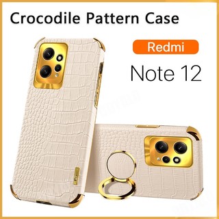 Ốp Điện Thoại Da PU Họa Tiết Da Cá Sấu Có Vòng Nhẫn Xỏ Ngón Cho Redmi Note 12 Case Note 12S 12 Pro 11 11S 11 Pro 5G