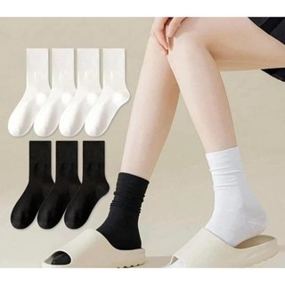 Set 10 đôi tất cổ cao nữ đen trắng be