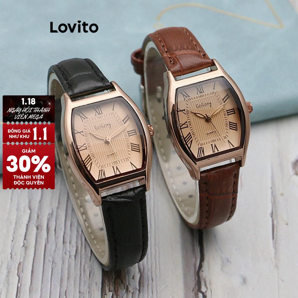 Đồng hồ thạch anh Lovito màu trơn đơn giản thường ngày cho nữ L66AD056 