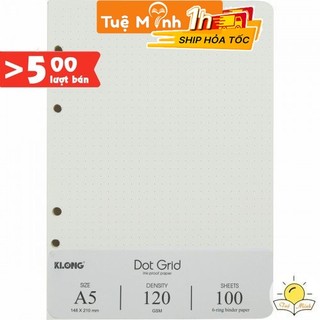 Ruột sổ còng giấy chấm tròn Dot Grid A5 100 tờ (200 trang) Klong MS 997 giấy sổ còng Klong
