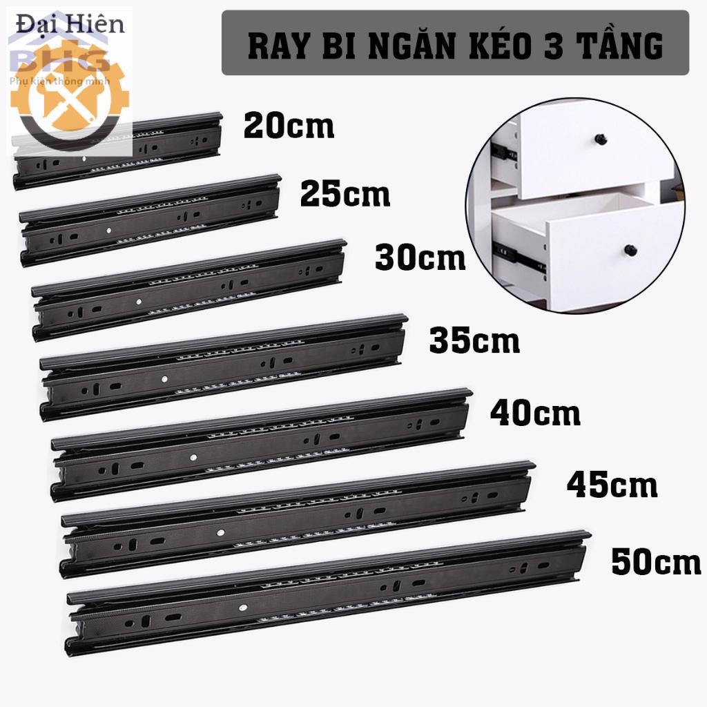 Ray Ngăn Kéo 40cm-50cm, Thanh Ray Tủ Bếp, Tủ Quần Áo 3 Tầng (Ray Trượt Ngăn Kéo Tủ, Ray Bi Ngăn Kéo 