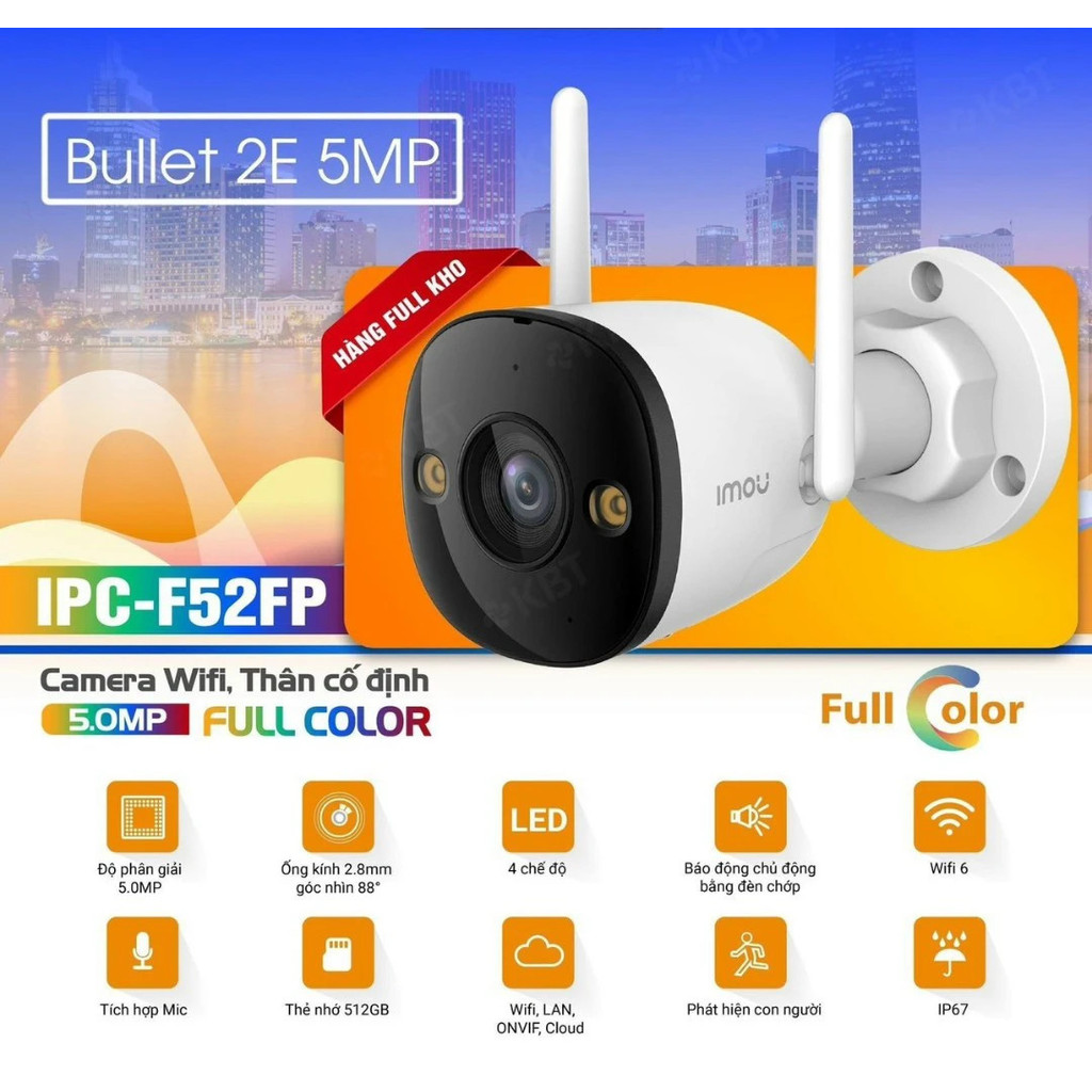 Camera Wifi Ngoài Trời IMOU IPC-F52FP 5MP Có Màu Ban Đêm
