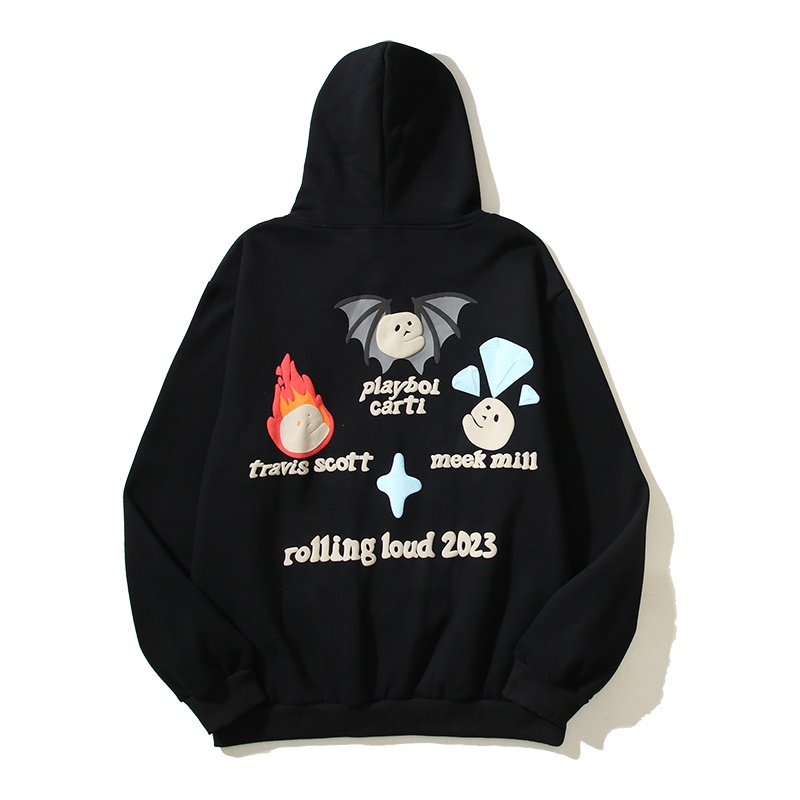 Bán Chạy Nhất Áo Hoodie Tay Dài In Hình Đầu Lâu Tóc Xốp Cuộn Cho Nam Và Nữ