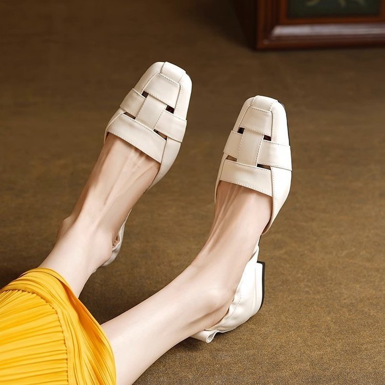 Giày Búp Bê Mũi Vuông Đế Thấp Thiết Kế Trẻ Trung Hợp Thời Trang