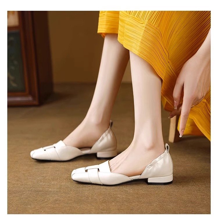 Giày Búp Bê Mũi Vuông Đế Thấp Thiết Kế Trẻ Trung Hợp Thời Trang