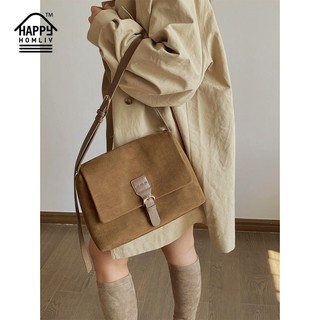 Happy homliv túi đeo chéo túi đeo vai da lộn phong cách hàn quốc túi đeo vai nữ