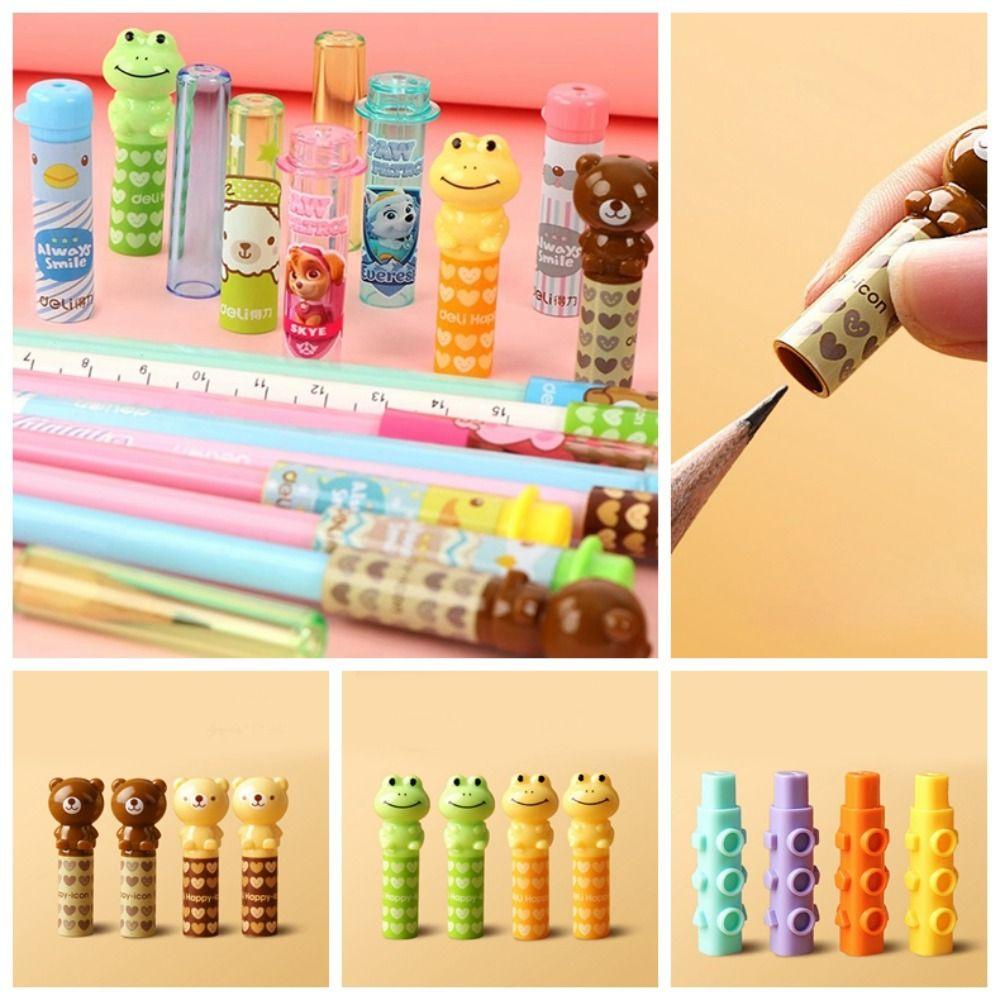 Mmluck Set 4 Vỏ Nhựa Bảo Vệ Bút Chì Hình Gấu / Ếch Hoạt Hình Dễ Thương