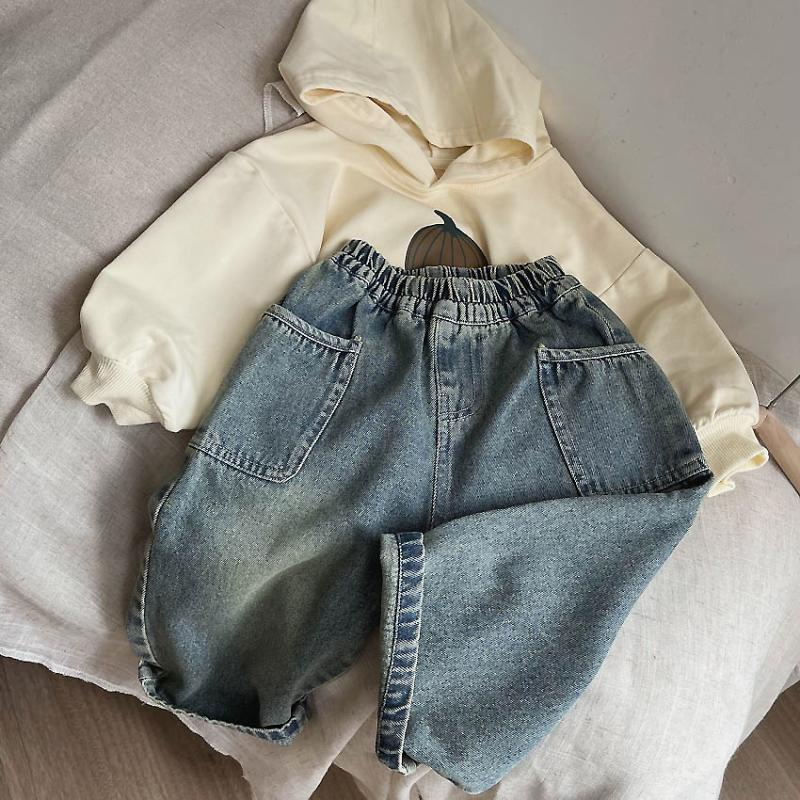 Quần Jean Dài Mềm Mại Phong Cách vintage Thời Trang Mùa Thu 2023 Cho Bé Trai