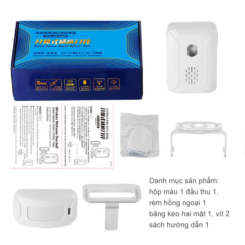 Khách hộ gia đình Chuông Báo Khách, Báo Động Hồng Ngoại Không Dây Cao Cấp , Chuông Báo Động Có 5 Chế Độ Báo - NBMLQ