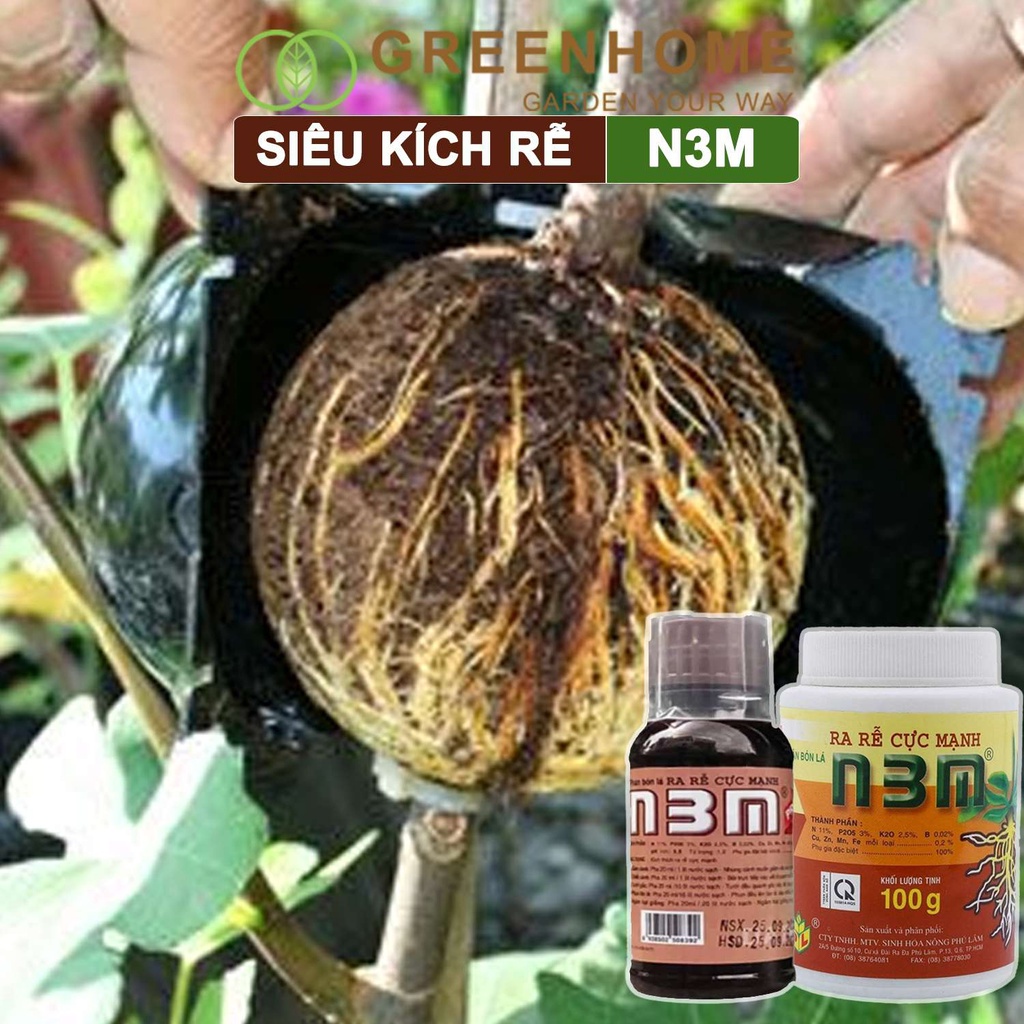 Phân kích rễ H2T Farm, N3M, hũ 100gr, dùng giâm, chiết cành, ngâm hạt giống