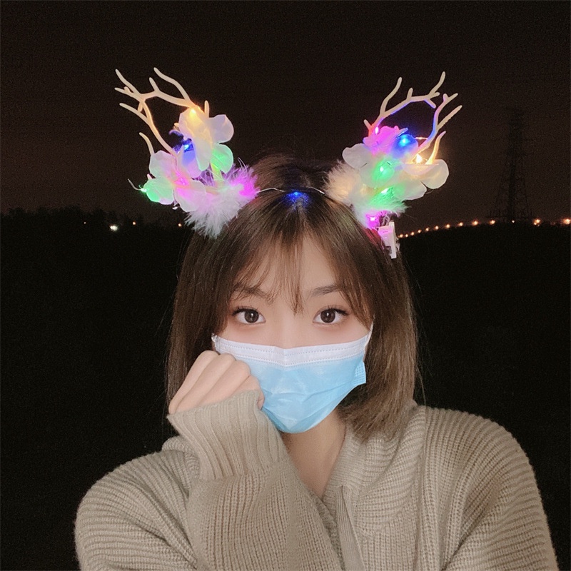 Cài Tóc Hình Sừng Hươu Phát Sáng Độc Đáo Cho Bé