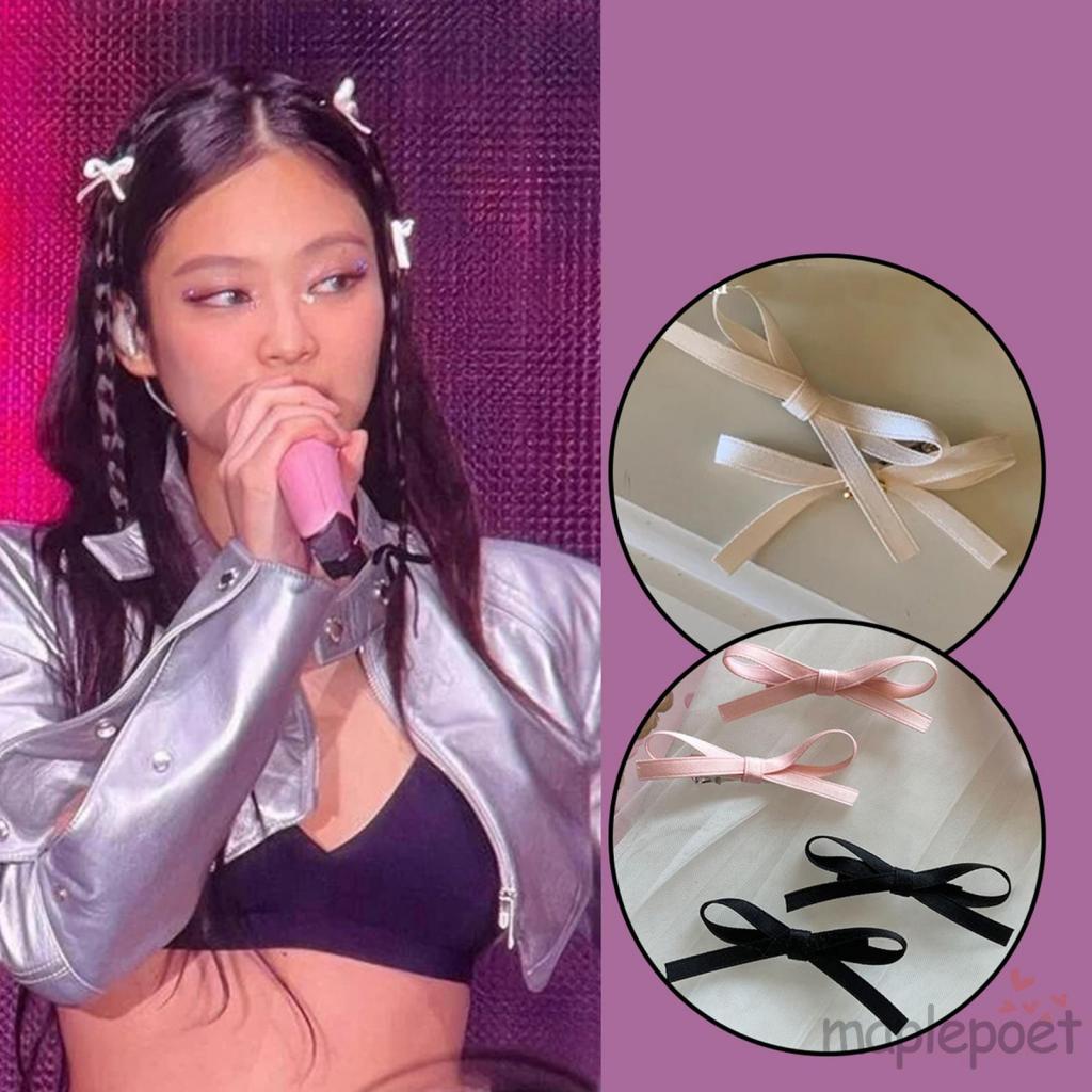 Kẹp Tóc Nơ Ruy Băng Màu Trơn Thời Trang Cho Nữ