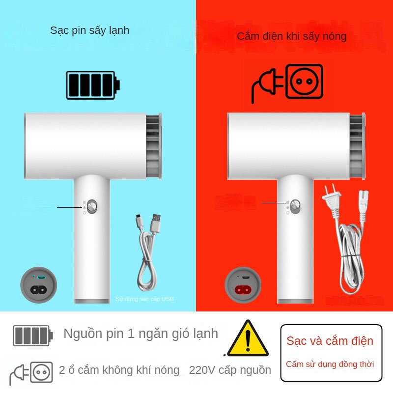 Máy Sấy Tóc Thông Minh Không Dây - Chế Độ Sấy Nóng Lạnh