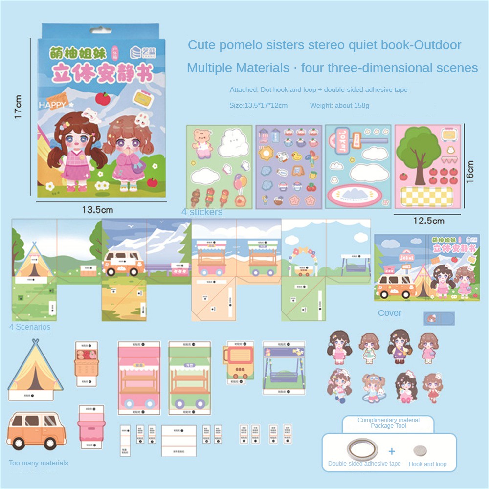 MOMO Sauce Dress Tủ quần áo Sách yên tĩnh Handmade DIY Sticker Book cho trẻ em Sách Doudou giải nén Sách hướng dẫn Guka Chất liệu ღ Giá thấp nhất