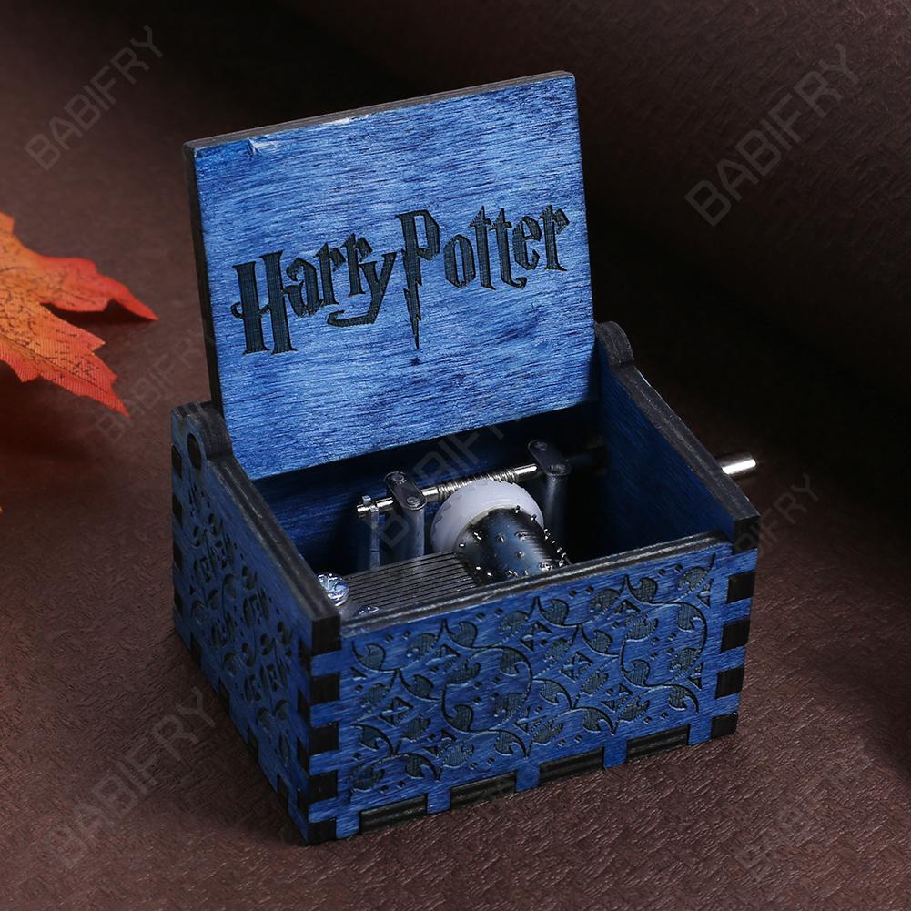 Hộp Nhạc Gỗ harry potter Màu Xanh Dương Làm Quà Tặng Giáng Sinh