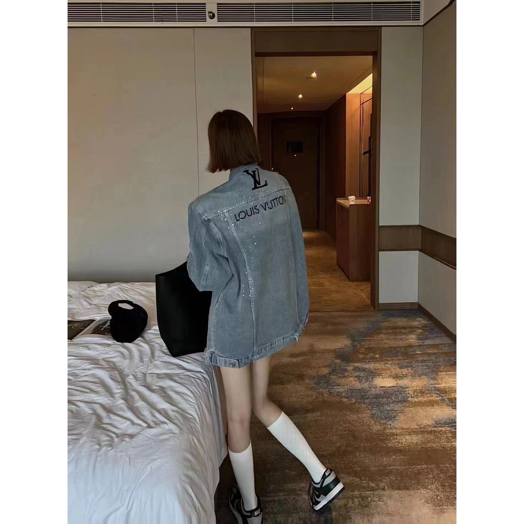 Áo Khoác denim Thêu Chữ Hạng Nặng Mới Mùa Thu