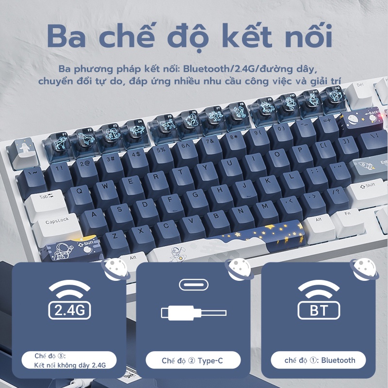 Bàn Phím Cơ Bluetooth Không Dây BASIC BK98 Linear Blue/Red/Brown Switch 98 Phím, Có RGB, Có Hotswap, LinearSwitch
