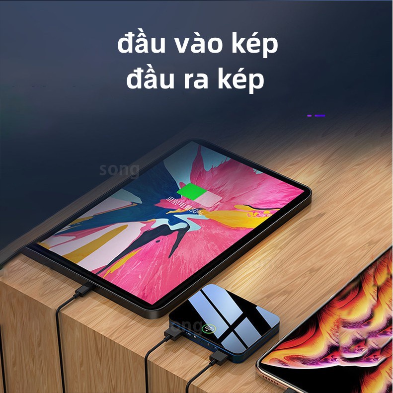 50000Mah Sạc dự phòng Mini Powerbank Di Động Màn Hình Kỹ Thuật Số Pin Siêu Mỏng Đầu Ra Kép Đầu Vào Kép Powerbanks